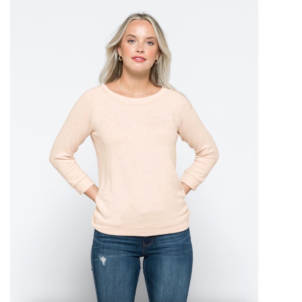 XL Blush Market & Spruce Paulsen Brushed Knit Top
